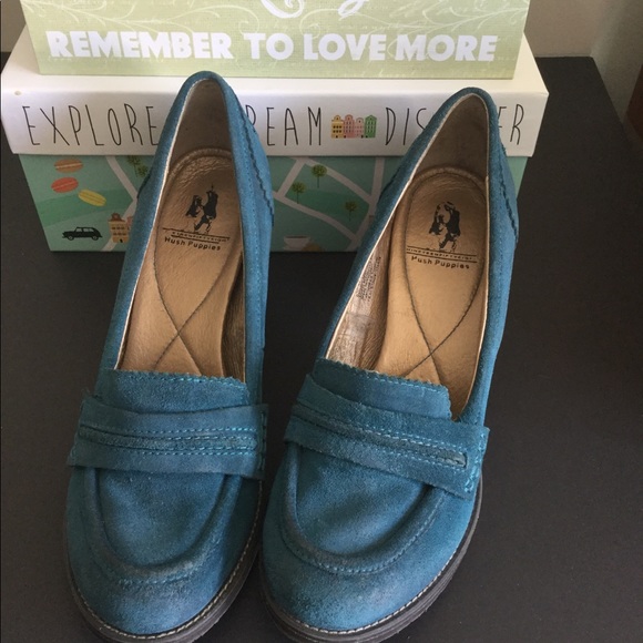 Retro heel Blue Suede Shoes! Hush Puppies - Picture 2 of 6